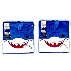 Two Collapsible Kids Plush Shark Storage Bin
